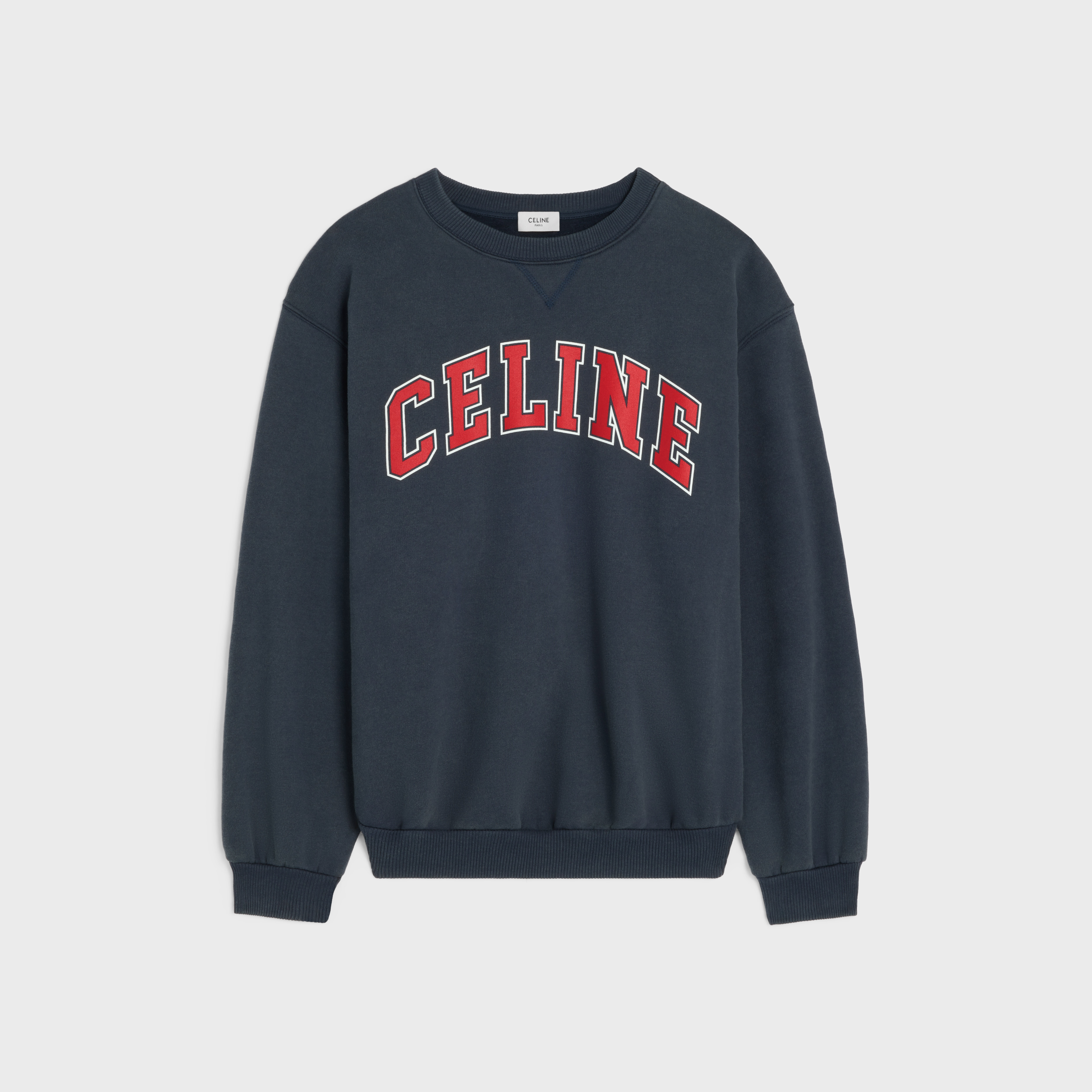 CELINE - CELINE トリオンフ スウェットシャツ / コットンフリース レッド ルーズ スウェットシャツ / コットンフリース - ネイビー / レッド